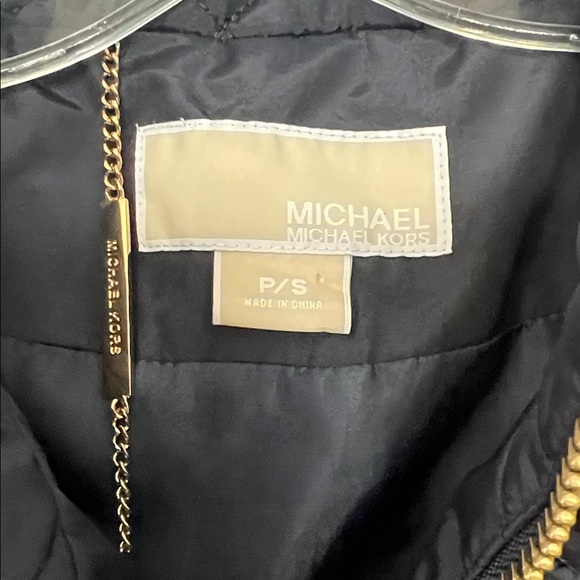 Michael Kors Navy Quilted Puffer Jacket with Gold Zipper - Picture 2 of 4